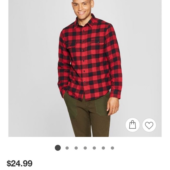 Men’s Large plaid long sleeve flannel black & red - Picture 3 of 4